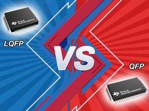 QFP vs LQFP package comparison: Height difference (4.0mm vs 1.4mm) and pin density visualization