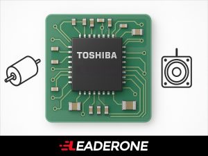 Toshiba TC78H653FTG motor driver IC on a PCB, controlling compact brushed DC and stepper motors in small electronic devices.