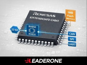 Renesas R7F7016843AFD-C#BA1 RH850 32-bit microcontroller in 100-pin LFQFP package with 1 MB flash memory and CAN SPI UART interfaces